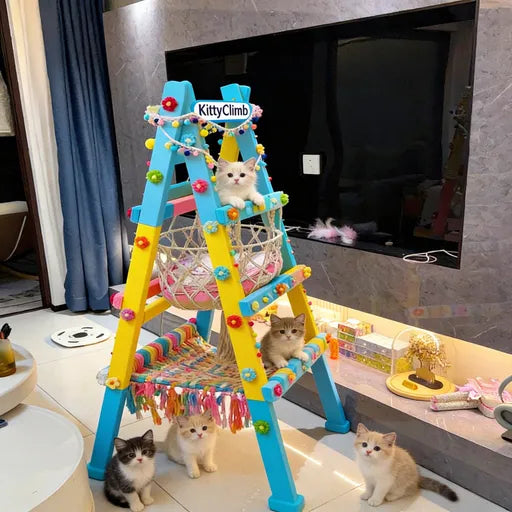 KittyClimb® Feline Sky Fortress – 3-in-1 Cat Tree: Scratch Post, Elevated Perch & Cozy Hideout | Ultimate Playground for Curious Kittens & Lazy Adult Cats