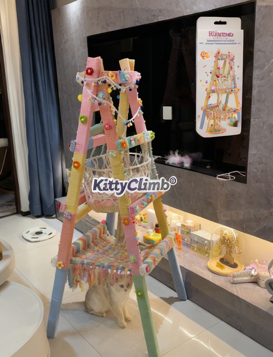 vynarop® Magical Cat Jungle Tree: 3-Level Adventure Playground with Cloud Perch, Sisal Scratching Posts & Secret Hideaway – For Curious Kitties & Lazy Loungers
