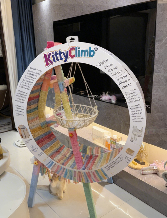 vynarop® Feline Fantasy Fortress - Multi-Level Cat Tree with Sisal Scratching Posts, Cozy Hideaway, Perch & Hammock | Indoor Kitty Adventure Hub for Napping, Climbing & Zoomies