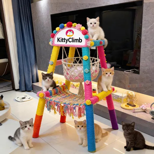KittyClimb® Cat Jungle Royal Tower: Multi-Level Adventure Hub with Scratching Posts, Cozy Caves & Sky-High Perches for Your Mischievous Feline Explorer
